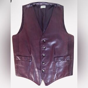 Men's Burgundy Leather Vest